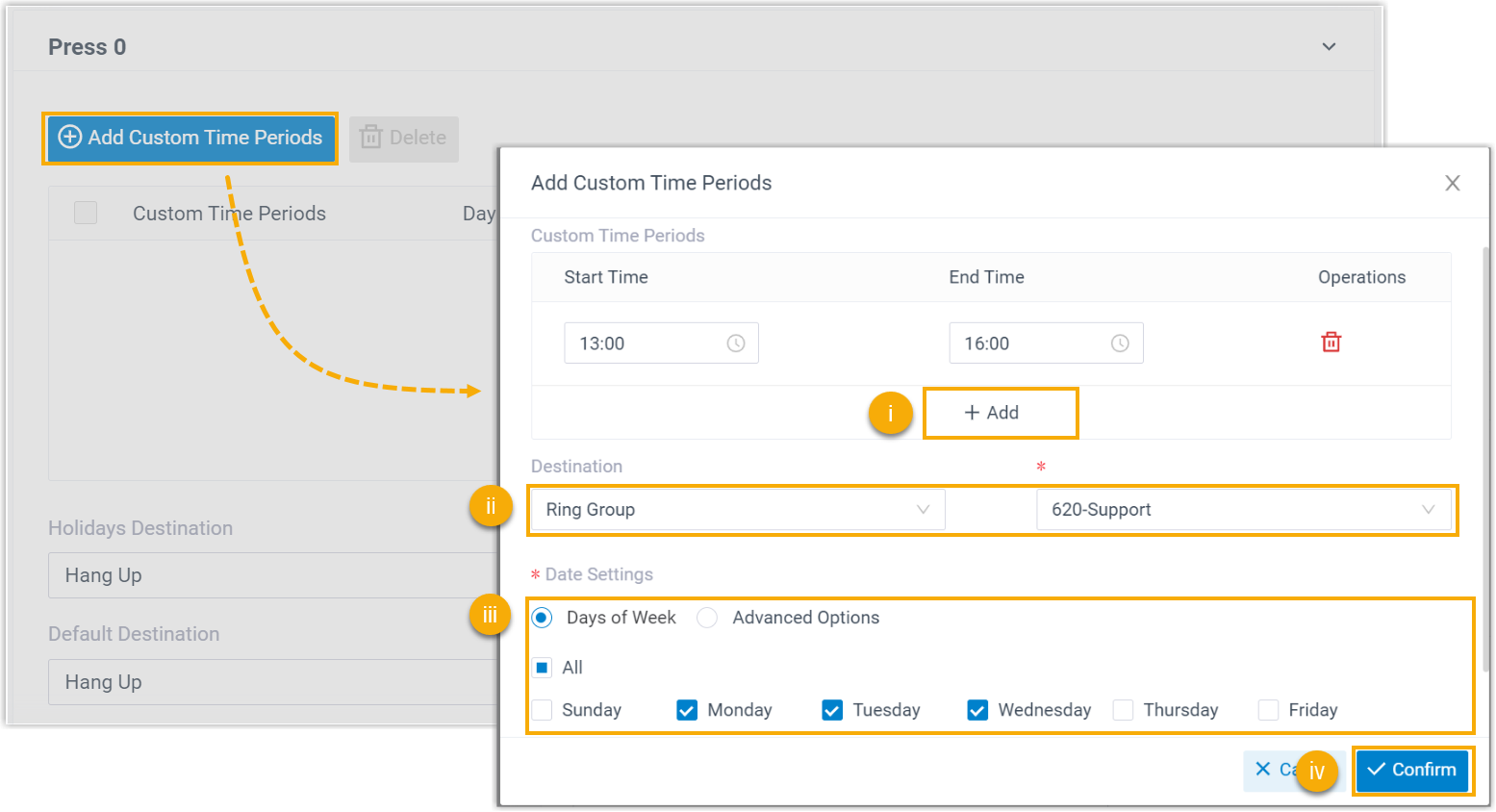 Creating a custom time period for a key