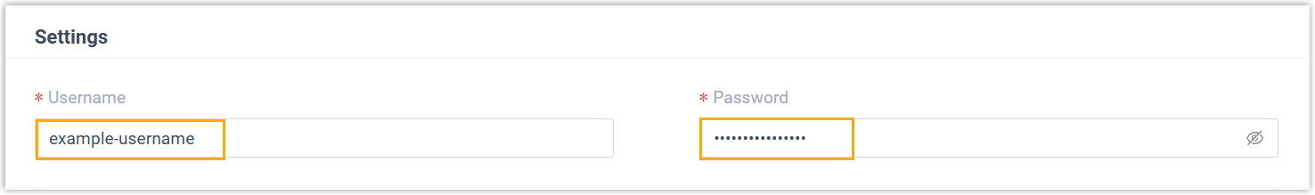 Credential fields for a helpdesk that uses basic authentication
