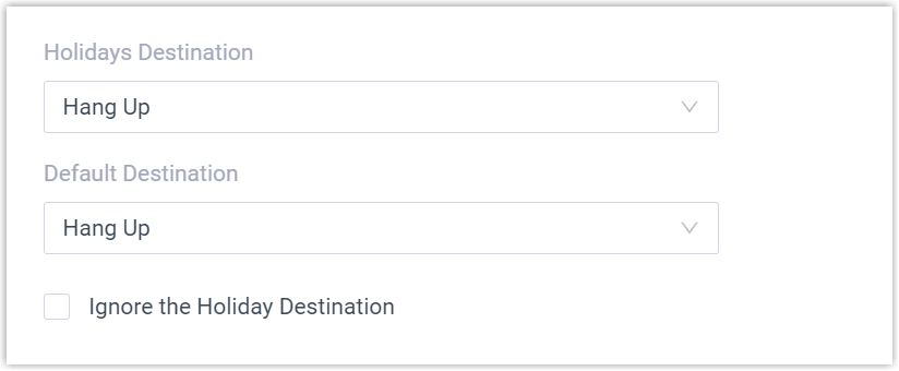 Holiday and default destinations for a key using custom time periods