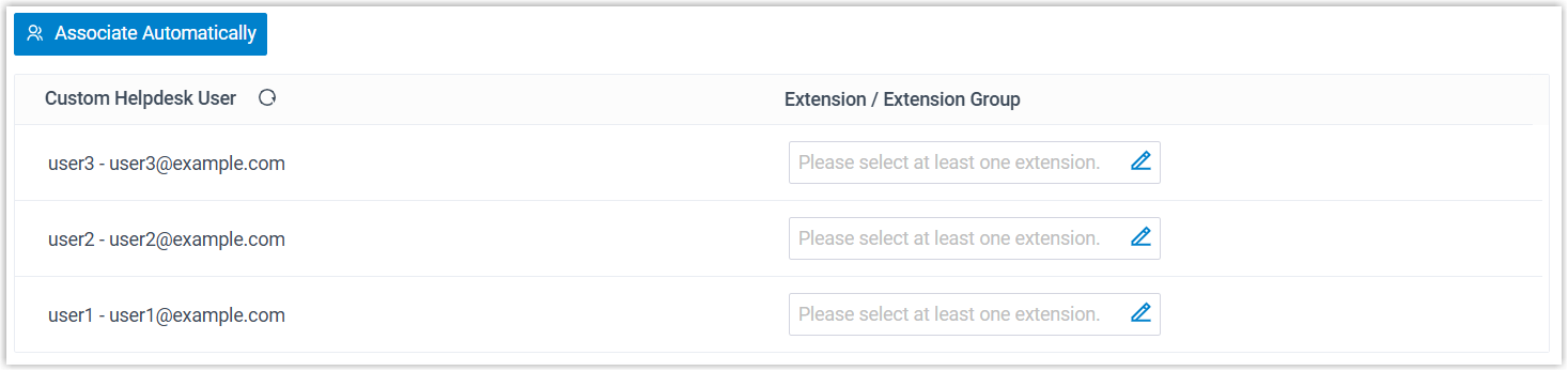 The user-to-extension pairing shown during integration setup