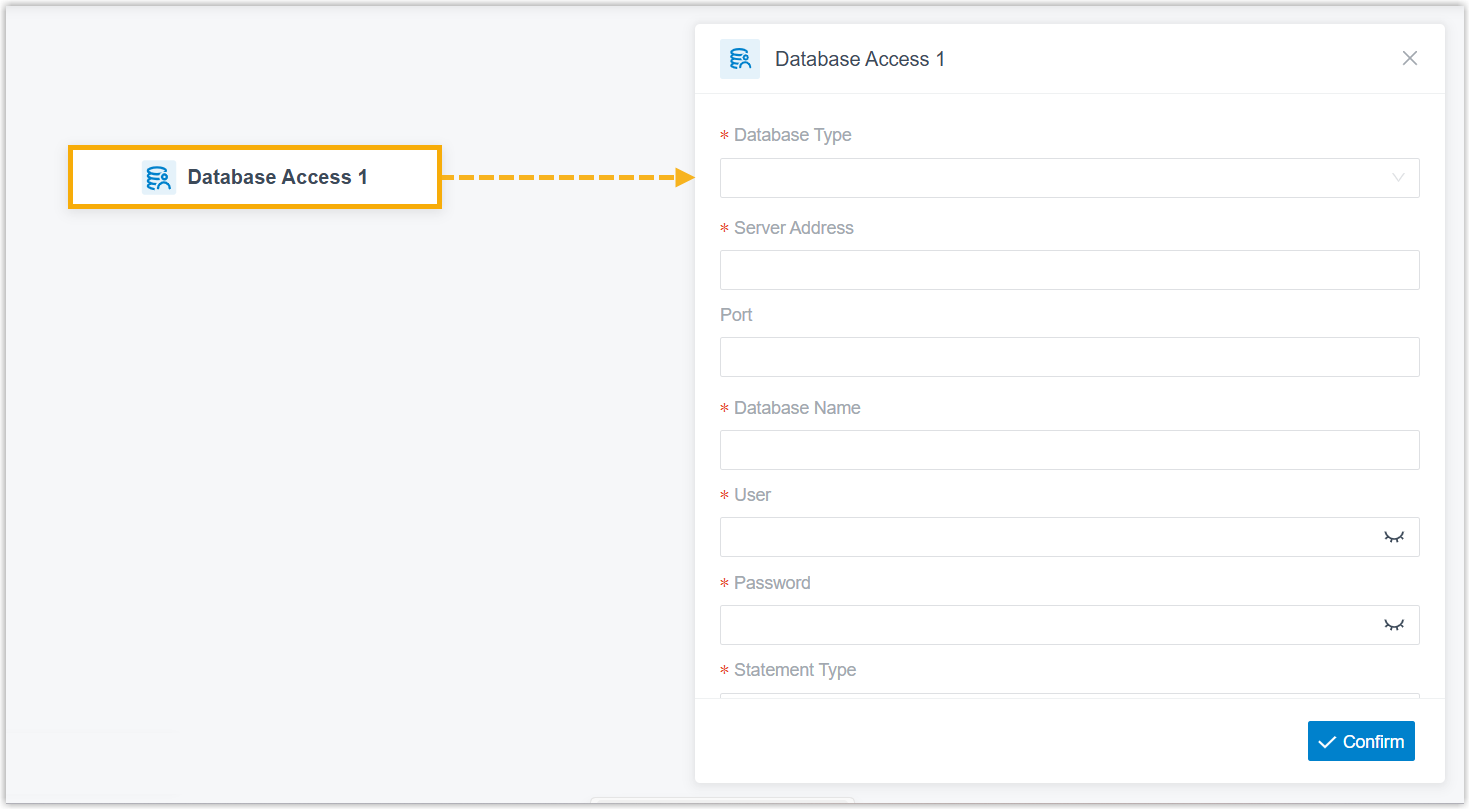The Database Access block placed on the call flow canvas