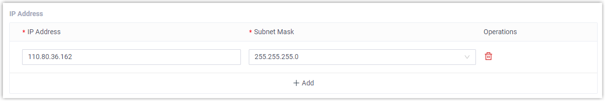 Adding a permitted IP address and subnet mask for database access