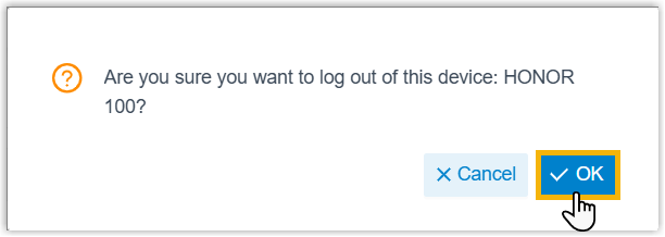 Confirmation prompt for signing the extension out of the selected device