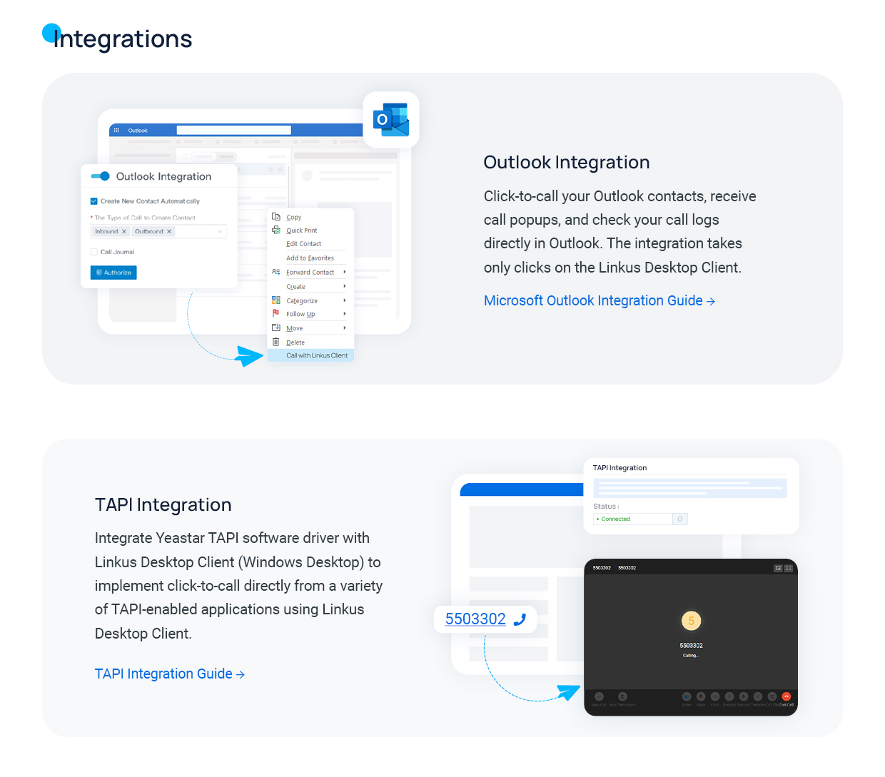 Cloud Voice, connecting the desktop client with Outlook and TAPI