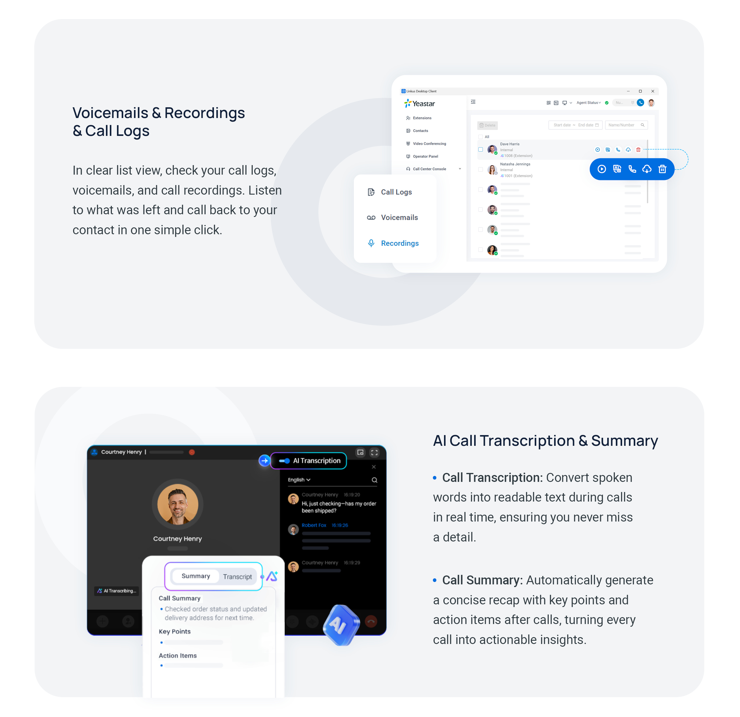 Cloud Voice, transferring and handling a connected call
