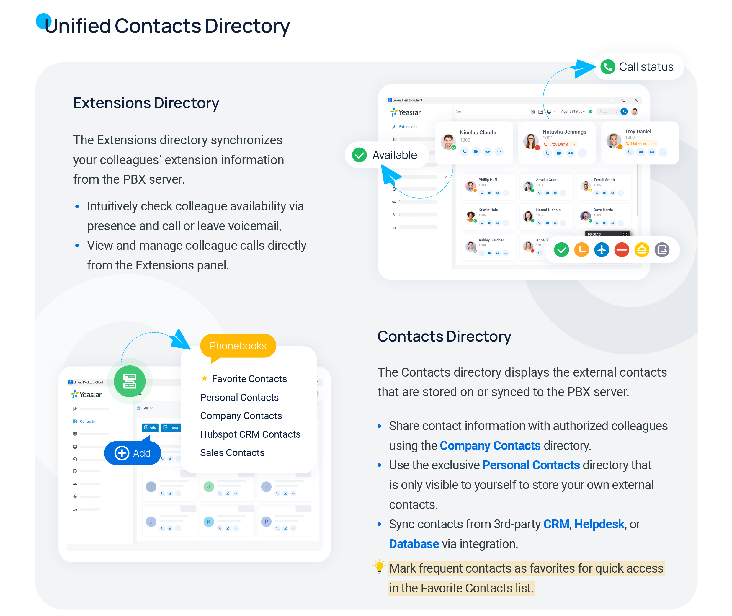 Cloud Voice, browsing extensions and contacts in the directory