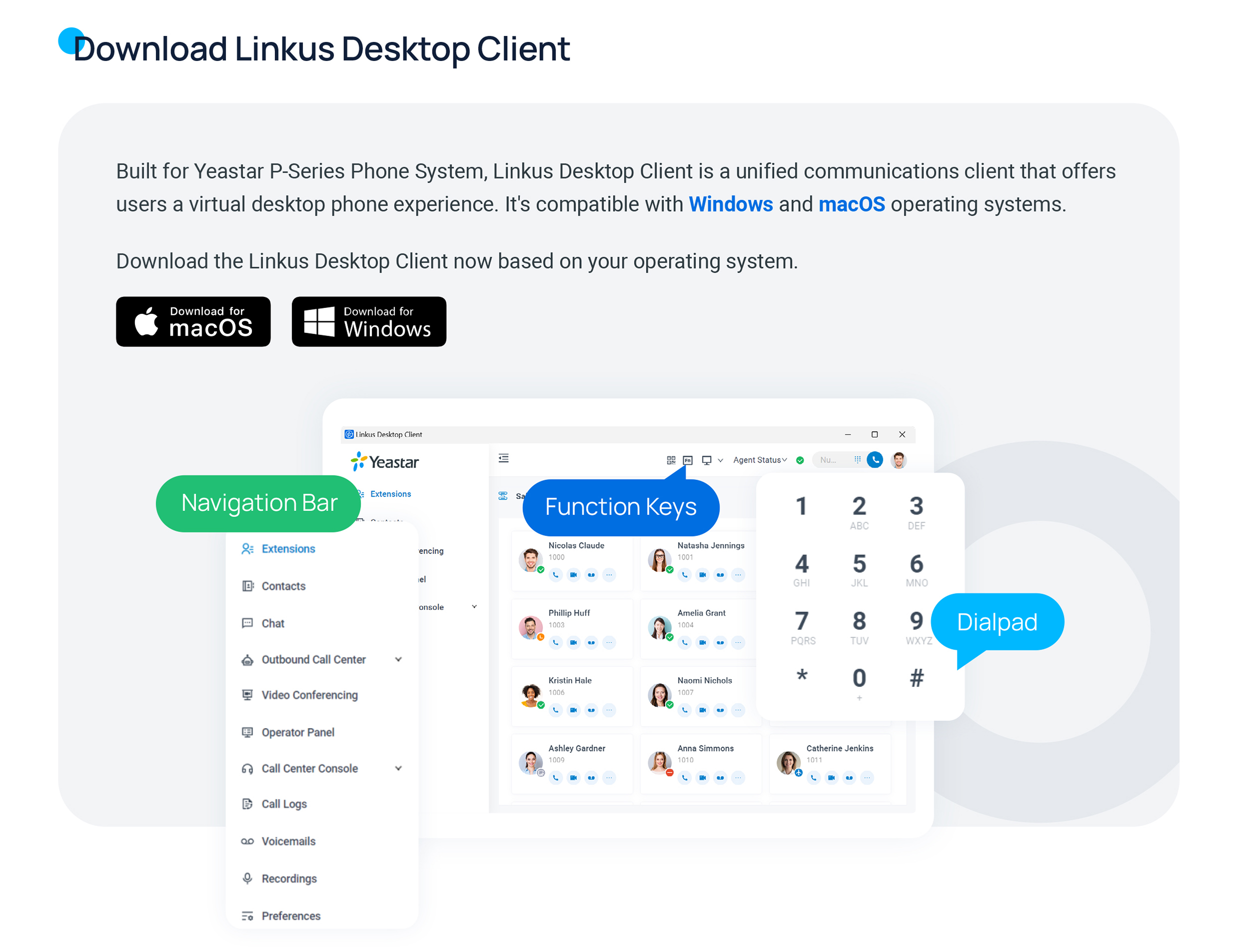 Cloud Voice, choosing the Windows or macOS installer download