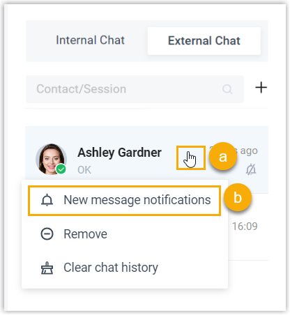 Restoring alerts for a conversation from its right-click menu