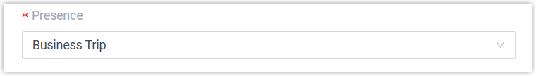Presence status drop-down list