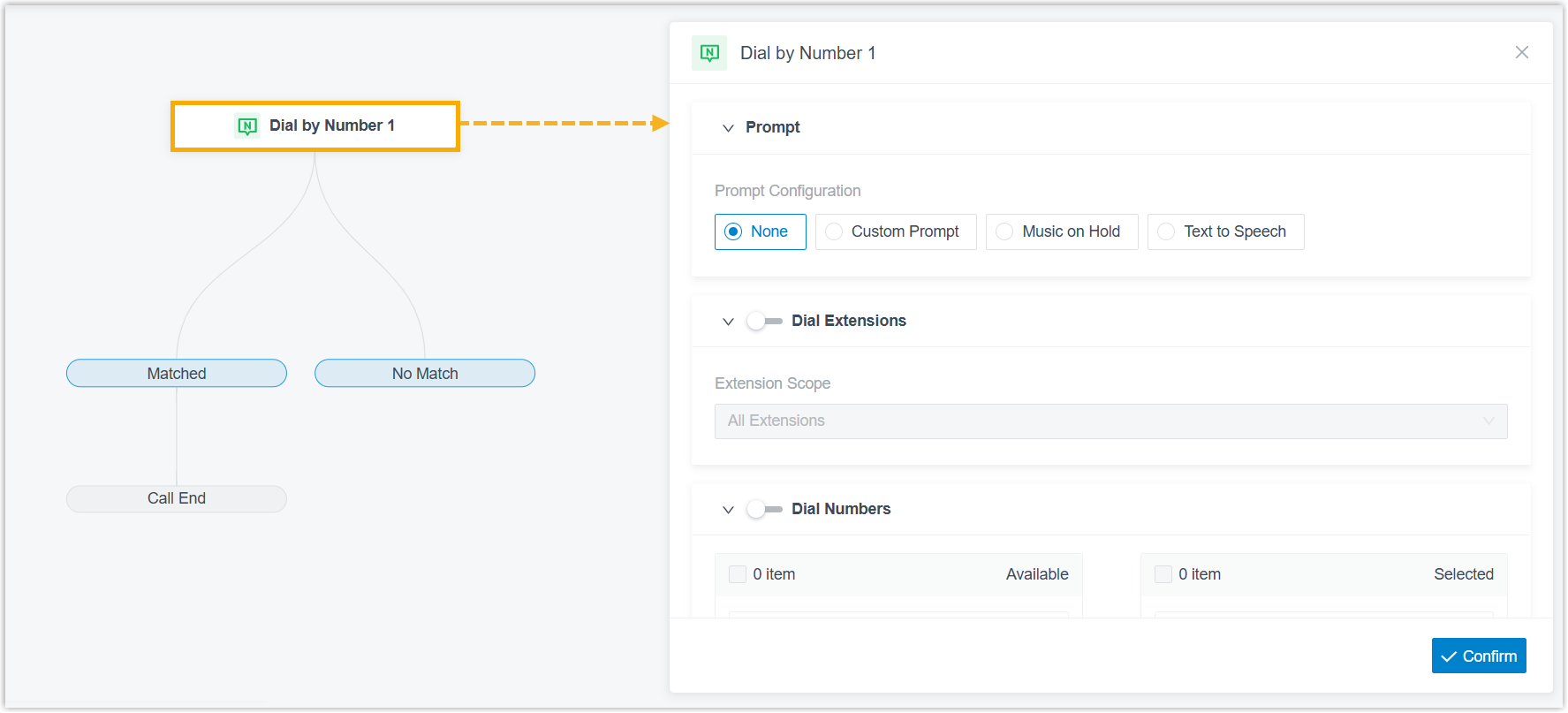 Opening the Dial by Number component to edit its settings