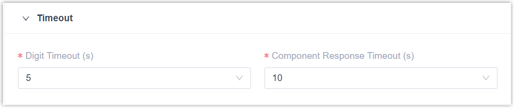 Setting the digit and component response timeouts