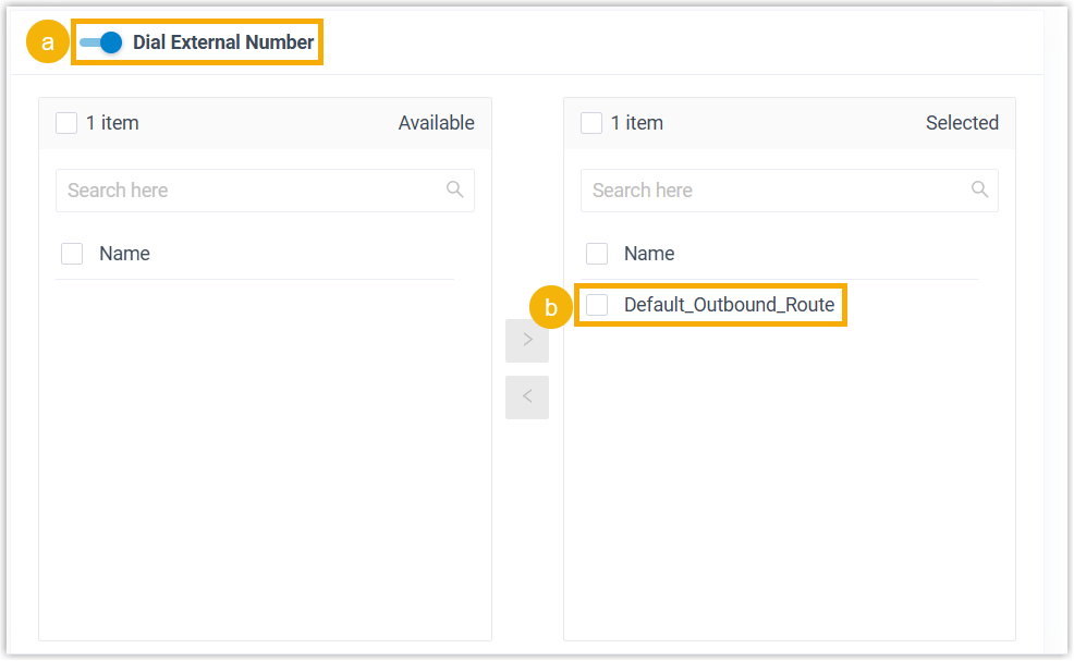 Selecting the outbound routes callers may use