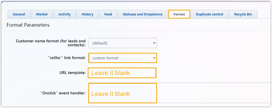 Bitrix24 CRM settings with call routing through Bitrix24 Telephony turned off