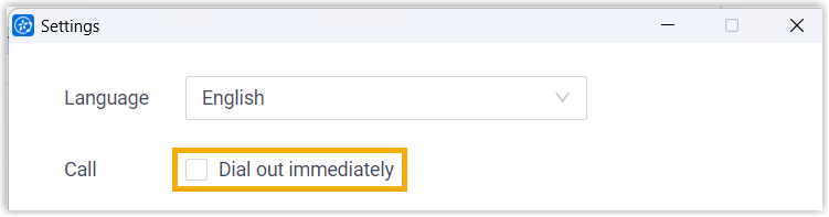 Clearing the Dial out immediately checkbox in the Call settings