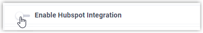HubSpot integration toggle switched to the off position on the CRM settings page