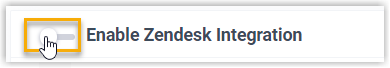 Zendesk integration page with the enable toggle switched off