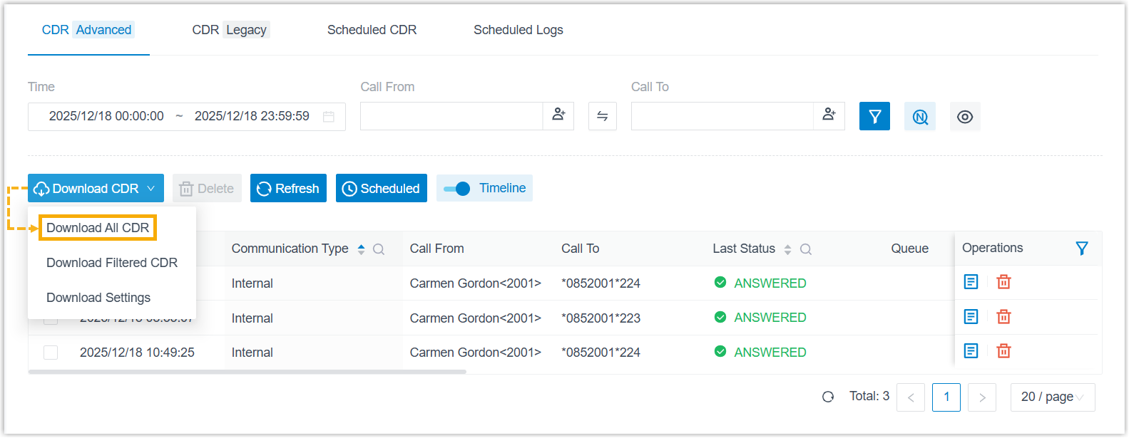 Download All CDR option