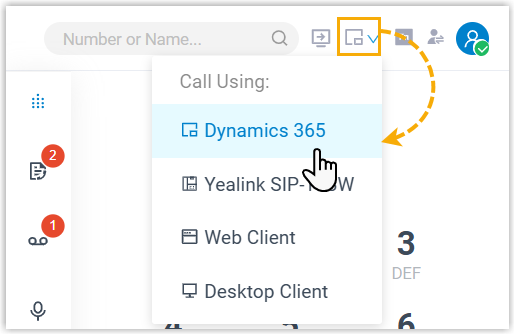 Endpoint selection menu with CTI control options