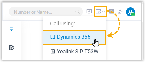 The Cloud Voice plugin operating in Dynamics 365 mode