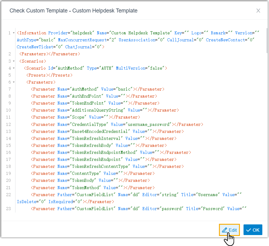 Editing the raw XML of a custom helpdesk template