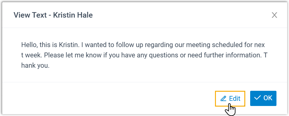 Editing the text of a transcribed voicemail