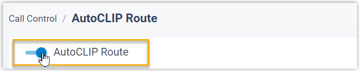 Toggle at the top of the page that activates AutoCLIP routing