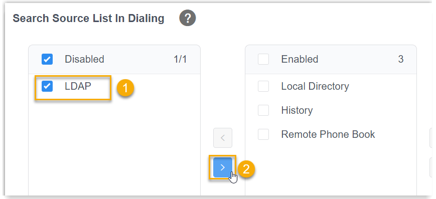 LDAP added to the Search Source List In Dialing