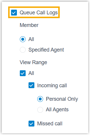 The Queue Call Logs permission enabled for a queue