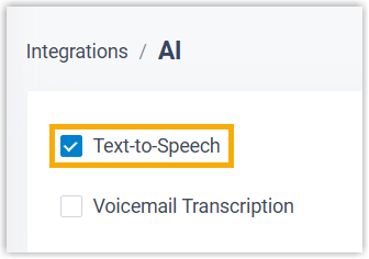 Text-to-Speech turned on under the AI integration