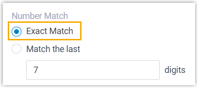 Number Match set to compare the full external number