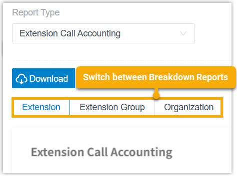 Menu for switching the report breakdown dimension