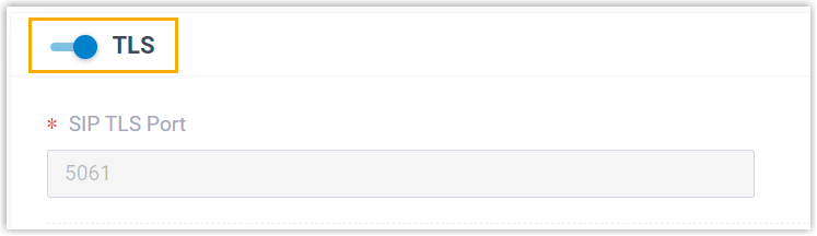 The TLS section of SIP settings with TLS turned on