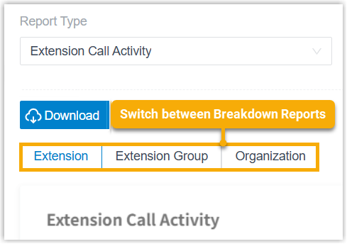 Dimension selector for changing the report breakdown