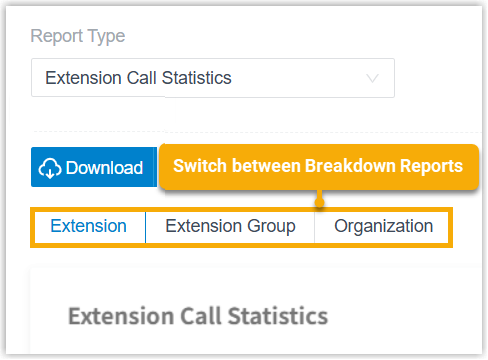Menu for switching the report dimension