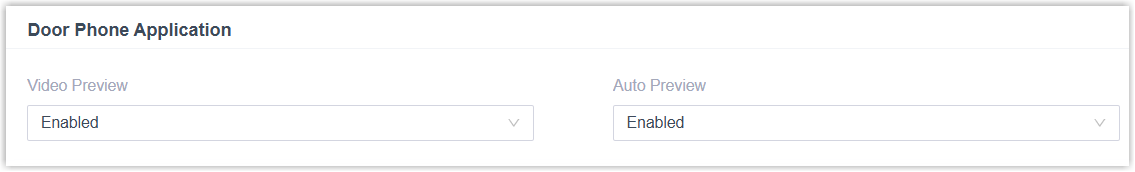 Door Phone Application settings with Video Preview and Auto Preview options