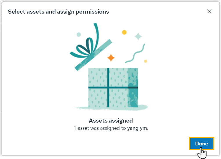 Confirmation that the asset permissions were assigned