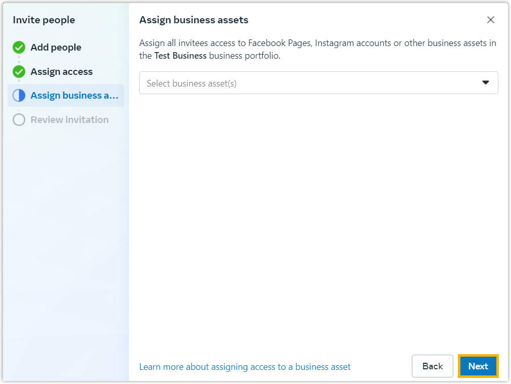 Business asset step left unassigned during the invitation