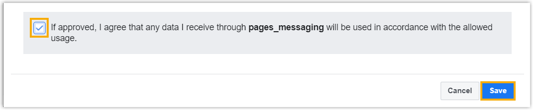 The allowed-usage agreement checkbox above the Save button