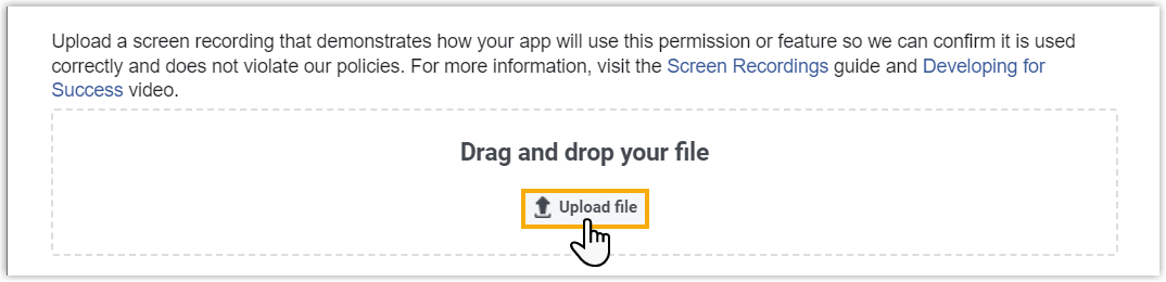 The Upload file control for attaching the screencast