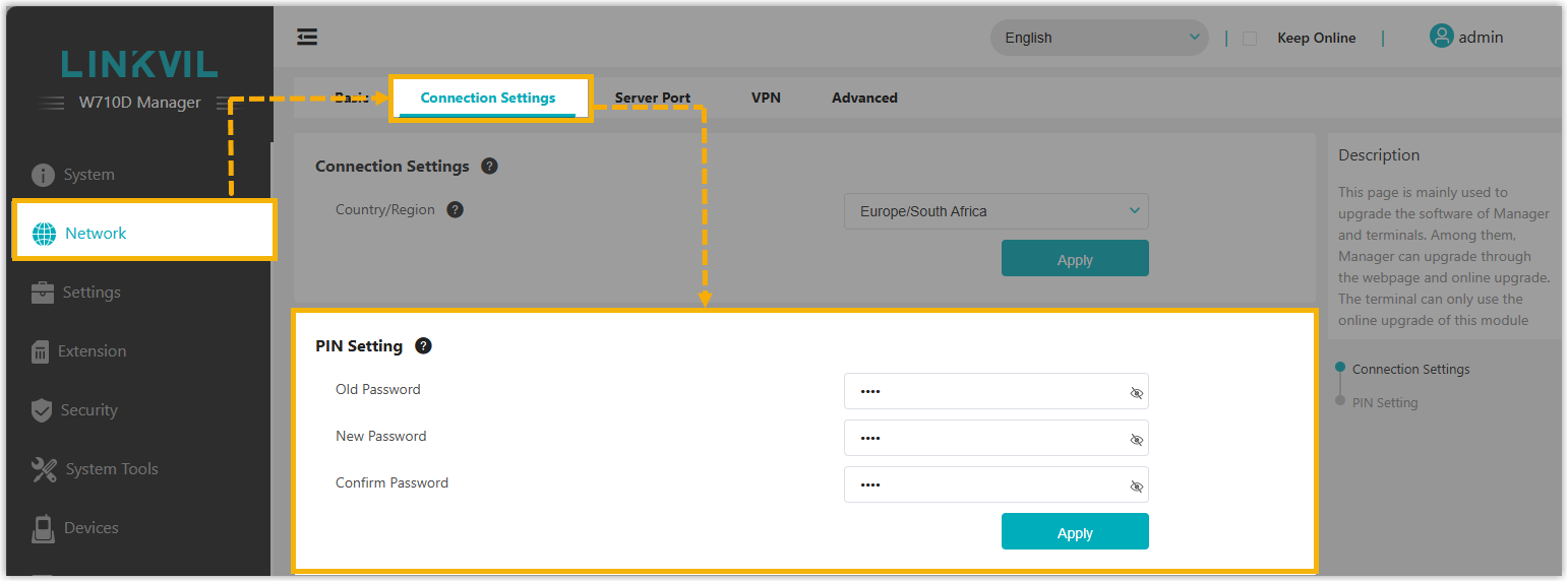 Changing the base station's registration PIN code