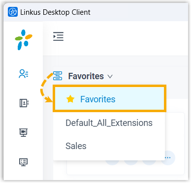 Cloud Voice, a saved contact shown in the Favorites list of the desktop client