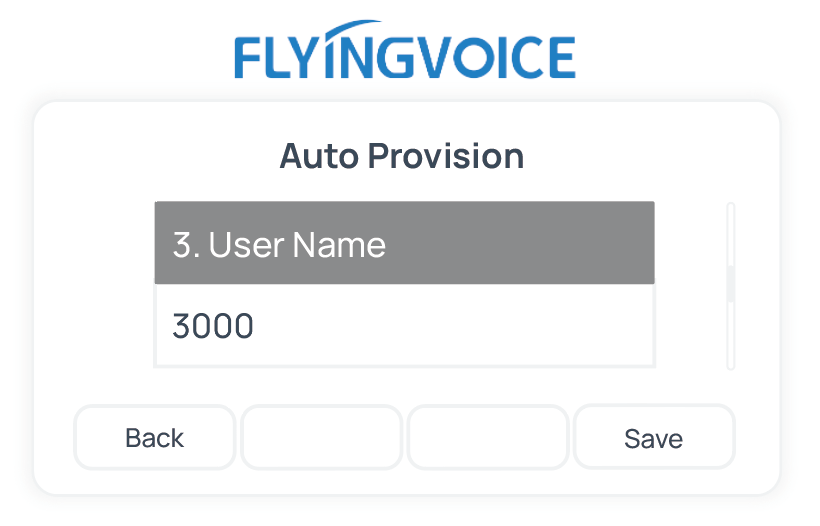 Entering the extension number in the User Name field