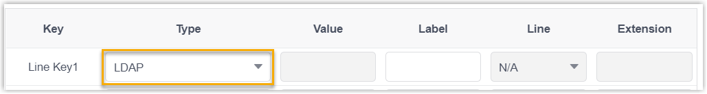 Line key Type set to LDAP in the DssKey configuration