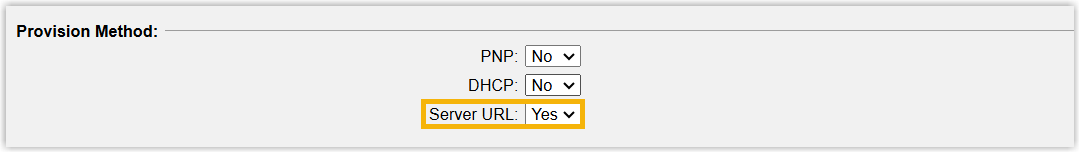 Provision method set to use a server URL