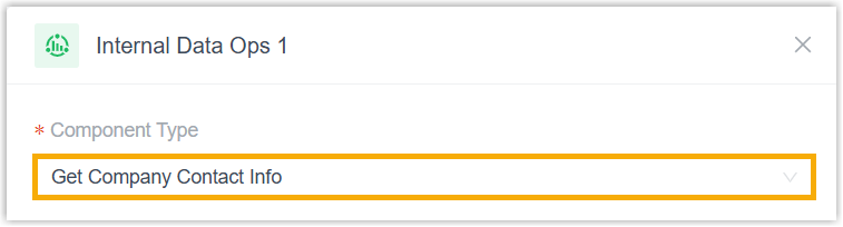 Choosing Get Company Contact Info from the Component Type list