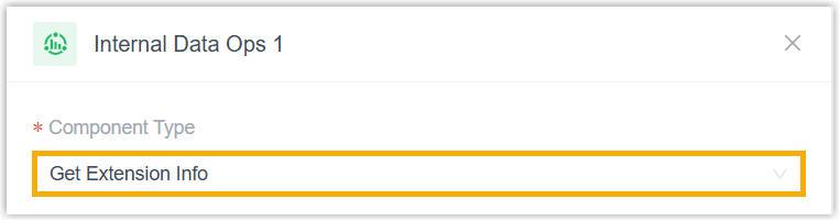 Choosing Get Extension Info from the Component Type list