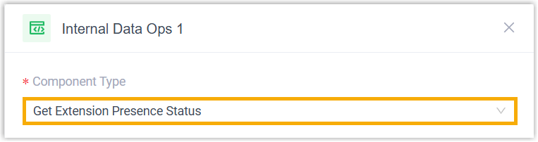 Choosing Get Extension Presence Status from the Component Type list