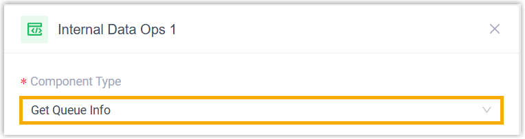 Choosing Get Queue Info from the Component Type list