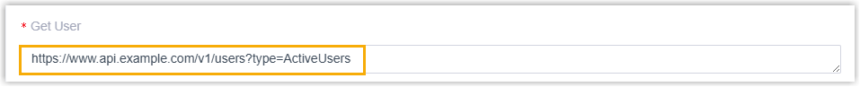 The Get User field holding the CRM endpoint that lists users