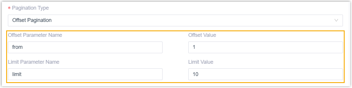 Offset pagination parameters